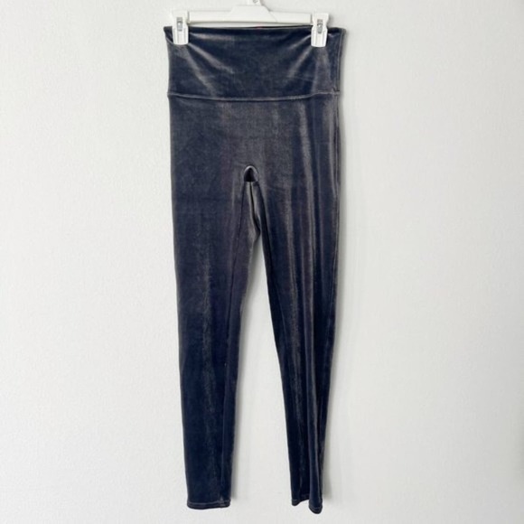 Spanx Velvet Leggings Silver Chrome Size Large - Picture 2 of 6